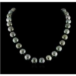 Tahitian Cultured Pearl Necklace with 14KT White Gold Diamond Clasp