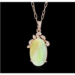 14KT Rose Gold 10.36ct Opal and Diamond Pendant With Chain