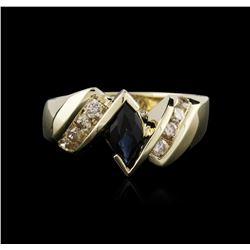 14KT Yellow Gold 0.55ct Sapphire and Diamond Ring