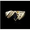 Image 1 : 14KT Yellow Gold 0.55ct Sapphire and Diamond Ring