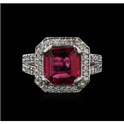 14KT White Gold 3.33ct Rubellite and Diamond Ring