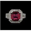Image 1 : 14KT White Gold 3.33ct Rubellite and Diamond Ring
