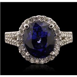 14KT White Gold 6.64ct Sapphire and Diamond Ring