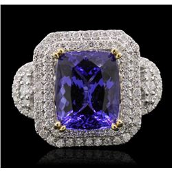 14KT Two-Tone Gold 7.46ct Tanzanite and Diamond Ring