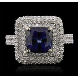 14KT White Gold 2.90ct Sapphire and Diamond Ring