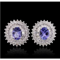 14KT White Gold 2.44ctw Tanzanite and Diamond Stud Earrings