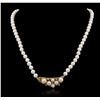 Image 2 : 18KT Yellow Gold 0.18ctw Diamond and  Pearl Necklace