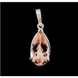 14KT White Gold 3.65ct Morganite and Diamond Pendant