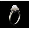 Image 3 : 14KT White Gold Pearl and Diamond Ring