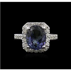 14KT White Gold 4.45ct Tanzanite and Diamond Ring