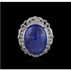 14KT White Gold 18.03ct Tanzanite and Diamond Ring