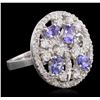 Image 2 : 14KT White Gold 1.67ctw Tanzanite and Diamond Ring