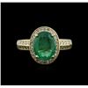 Image 1 : 14KT Yellow Gold 2.16ct Emerald and Diamond Ring