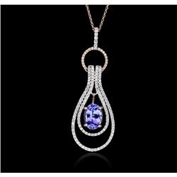 14KT Two-Tone Gold 2.65ct Tanzanite and Diamond Pendant With Chain