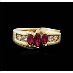 14KT Yellow Gold 0.37ctw Ruby and Diamond Ring