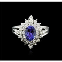 14KT White Gold 1.28ct Tanzanite and Diamond Ring