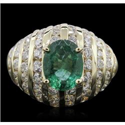 14KT Yellow Gold 2.03ct Emerald and Diamond Ring