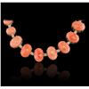 Image 2 : 14KT Yellow Gold 75.33ctw Coral and Diamond Necklace