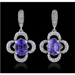 14KT White Gold 3.70ctw Tanzanite and Diamond Earrings