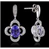 Image 2 : 14KT White Gold 3.70ctw Tanzanite and Diamond Earrings