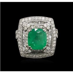 18KT White Gold 2.90ct Emerald and Diamond Ring