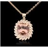 Image 1 : 14KT rose gold 13.57ct Morganite and Diamond Pendant With Chain
