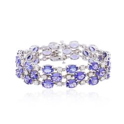 14KT White Gold 47.52ctw Tanzanite and Diamond Bracelet