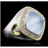 Image 2 : 14KT Two-Tone Gold 12.48ct Aquamarine and Diamond Ring GD719