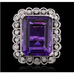 14KT White Gold 11.15ct Amethyst and Diamond Ring