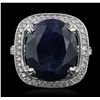 Image 1 : 14KT White Gold 12.33ct Sapphire and Diamond Ring