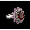 Image 2 : 14KT White Gold 4.99ct Tourmaline, Sapphire and Diamond Ring