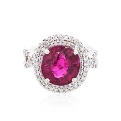 18KT White Gold 6.08ct Rubellite and Diamond Ring