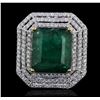 Image 1 : 14KT Two-Tone 17.96ct Emerald and Diamond Ring