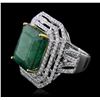 Image 2 : 14KT Two-Tone 17.96ct Emerald and Diamond Ring