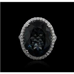 14KT White Gold 20.61ct Topaz and Diamond Ring