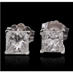 14KT White Gold 0.87ctw Diamond Solitaire Earrings