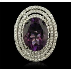 14KT Two-Tone Gold 8.70ct Amethyst and Diamond Ring