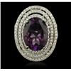 Image 1 : 14KT Two-Tone Gold 8.70ct Amethyst and Diamond Ring