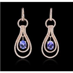 14KT Rose Gold 2.50ctw Tanzanite and Diamond Earrings