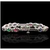 Image 2 : 14KT White Gold 1.72ctw Multi Gemstone Bracelet