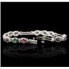 Image 3 : 14KT White Gold 1.72ctw Multi Gemstone Bracelet