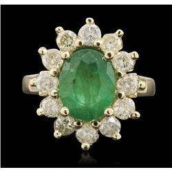 14KT Yellow Gold 2.79ct Emerald and Diamond Ring