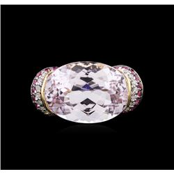 14KT Yellow Gold 16.58ct Kunzite, Pink Sapphire and Diamond Ring