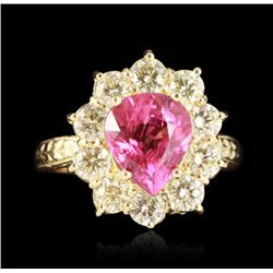 14KT Yellow Gold 2.61ct Tourmaline and Diamond Ring