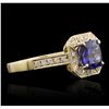 Image 2 : 14KT Yellow Gold 1.78ct Tanzanite and Diamond Ring