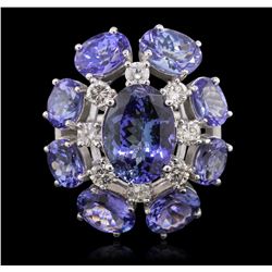 14KT White Gold 18.66ctw Tanzanite Diamond Ring