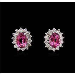 2.38ctw Tourmaline and Diamond Earrings - 14KT White Gold