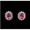 Image 1 : 2.38ctw Tourmaline and Diamond Earrings - 14KT White Gold