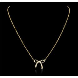 14KT Yellow Gold 0.05ctw Diamond Bow Necklace