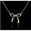 Image 2 : 14KT Yellow Gold 0.05ctw Diamond Bow Necklace